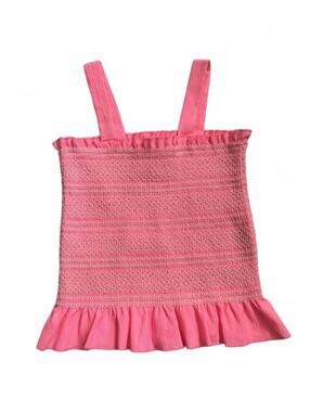 Speechless Girls Size S 7/8 Pink Smocked Tank Top Ruffle Hem Cami Blouse Summer